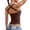 a-Brown164, variant on Womens Solid Color Ribbed Knit Halter Neck Cami Top Crisscross Backless Sleeveless Slim Fit Tank Top For Daily Casual Streetwear Brown M