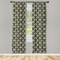 thumbnail image 3 of Ambesonne Floral Curtains, Art Nouveau Poppies, Pair of 28"x95", Tan Grey Vermilion, 3 of 5