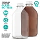 thumbnail image 3 of Botella de leche de vidrio de medio galón con tapa (1 paquete), 64 oz y 3 tapas blancas, recipiente reutilizable para leche de grado alimenticio para refrigerador, ideal para jugo, leche de avena o, 3 of 7