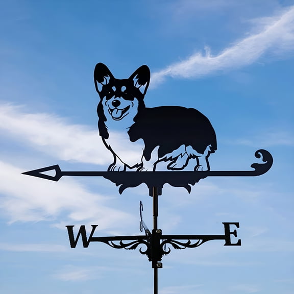 LAMIRO Sculptures & Statues,Patio Garden Corgi Stake Lawns Outdoor Weather Vane Metal Decor Art Home Decor