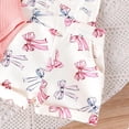 thumbnail image 5 of Delliss Newborn Infant Baby Girl Overall Shorts Set Ruffle Knit Rib Romper Fashion Print Pocket Suspender Romper Summer Outift 0-3 Years, 5 of 7