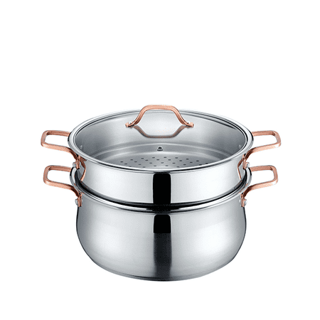

CONCORD Premium Stainless Steel 2 Tier Steamer w/Rose Gold Handles 22cm