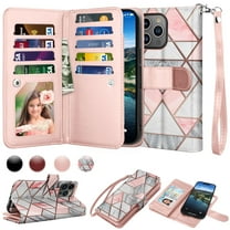 iPhone 16 Pro Case,for iPhone 16 Pro Wallet Phone Case,Takfox PU Leather Magnetic Detachable Card Holders Shockproof Kickstand Protective [Flip Folio Cover] for iPhone 16 Pro - Marble