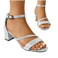 thumbnail image 4 of Viluyesy Womens Block Heeled Sandals, Open Toe New Style Comfort Spring Summer Dressy Shoes Silver, 4 of 9