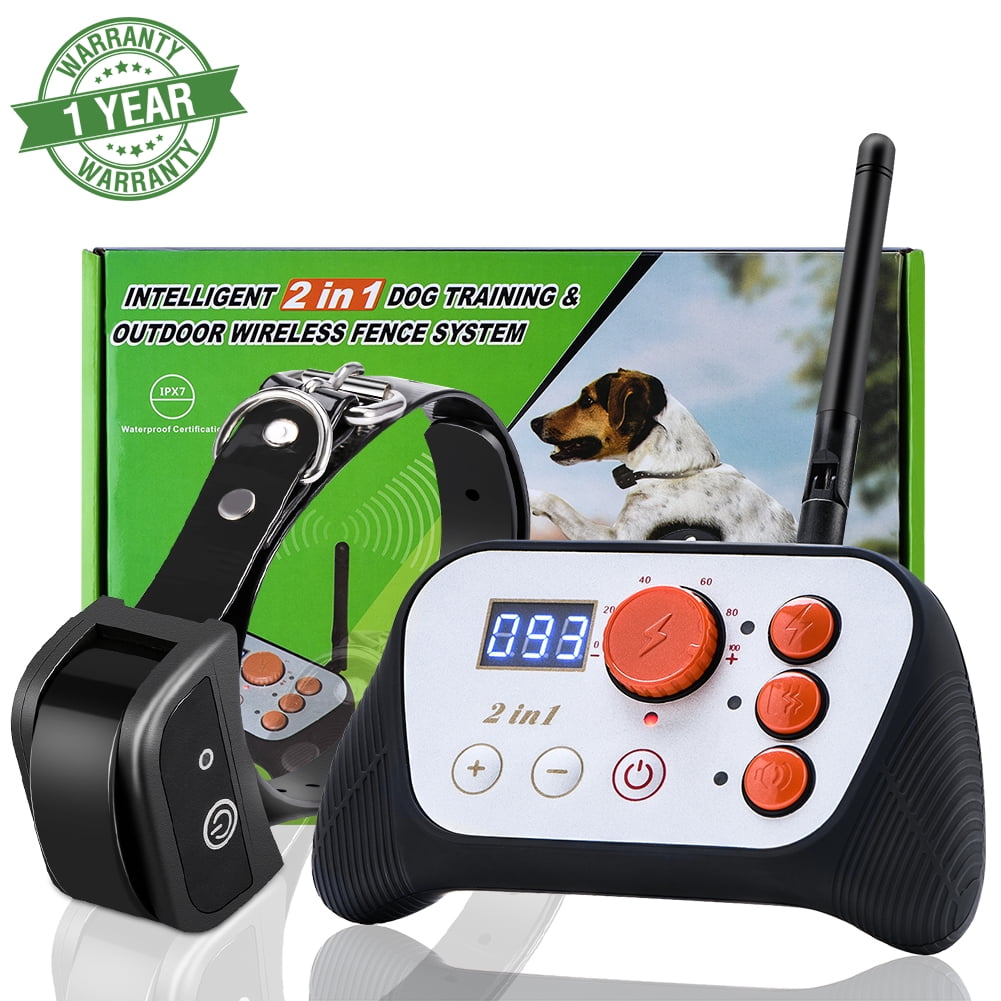 WALFRONT Dog Fence & Rechargeable Dog Training System 2 in 1 Kit with