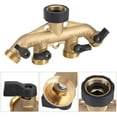 thumbnail image 2 of Garden Brass Hose Splitters 4 Way Tap Hose Connectors Water Distributor Switch Valves, 2 of 4