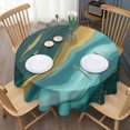 thumbnail image 3 of Teal Gold Marble Pattern Round Tablecloth 60"x60",Wrinkle Wipeable Table Cloth for Kitchen Dining Room Picnic Patio Party, 3 of 6