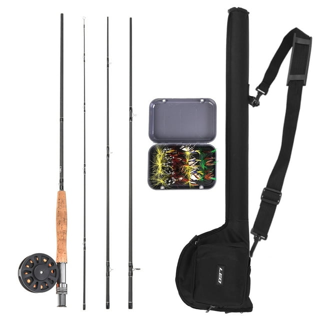 Tignapoo Complete Fly Fishing Gear Set - Black #7/8 Rod, Lightweight Reel, 20 Flies, Water-Resistant Storage Bag - Ideal for Beginners