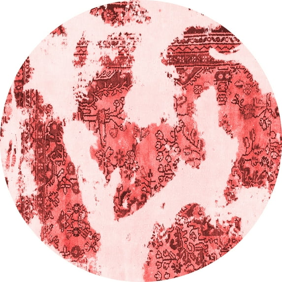 Ahgly Company Indoor Round Abstract Red Modern Area Rugs, 8' Round