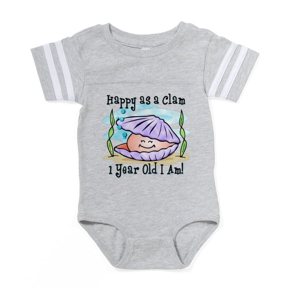 CafePress - Happy Clam 1St Birthday - Cute Infant Baby Football Bodysuit
