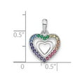 thumbnail image 2 of 925 Sterling Silver Rhodium Plated Rainbow Glass Crystal Love Heart Mini Pendant Necklace 17.7x13.2mm Wide 1.65mm Thick, 2 of 2