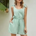 thumbnail image 2 of Fengqque Jumpers for Women with Overalls Casual Jumpsuits Plus Size Summer Solid Sleeveless Round Neck Pocket Loose Short Playsuits Rompers Jumpsuit, 2 of 8