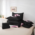 thumbnail image 6 of Erosebridal Aesthetic Coquette Bowknot 7-Piece Twin Bedding Sets For Girls,Personalized Letter C Monogrammed Kids Bedding Comforter Set,Reversible Black, 6 of 7