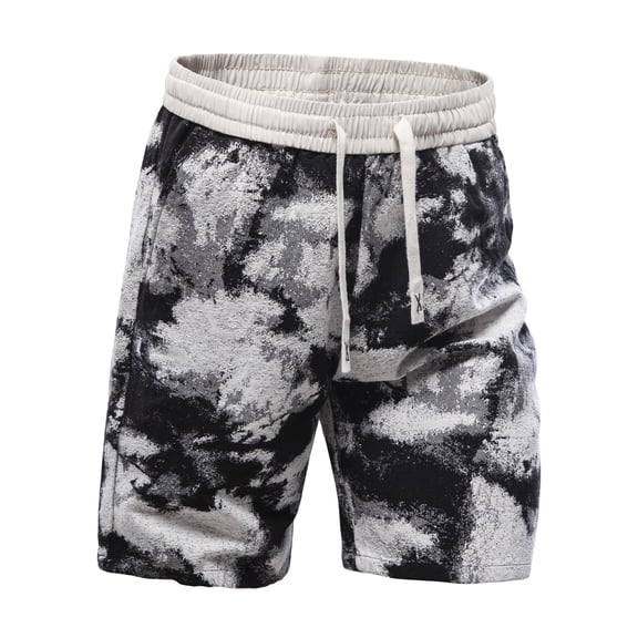 Men's casual shorts, five-inch length, floral pattern, waist drawstring with elastic, pockets, suitable for beach vacation and home wear