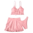 thumbnail image 5 of Mifsaly 3 Piece Swimsuits for Women Eyelet Embroidery Ruffle Hem Bikini Sets Tie Front Flattering Swimwear Beach Vacation Beachwear XL, 5 of 5