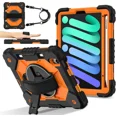 thumbnail image 1 of Case for iPad Mini 7 A17 Pro 2024 / iPad Mini 6 2021 8.3 Inch with Rotating Stand Pencil Holder Hand/Shoulder Strap, Heavy Duty Shockproof Protective Cover for iPad Mini 7th/6th Generation 8.3", 1 of 7