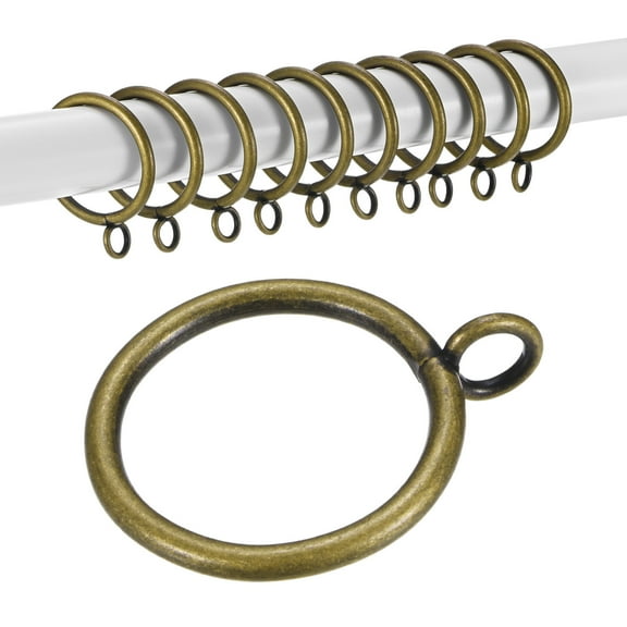 Uxcell 10-Pack Curtain Ring with Eyelet 1.25 Inch ID Fits Up to 1 Inch Curtain Rod Bronze Metal Drapery Rings