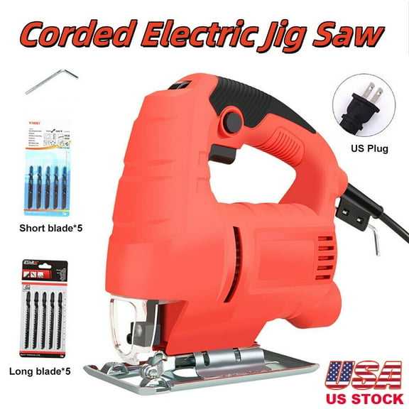 110V Heavy Duty Jig Saw Corded Electric Jigsaw 6 Variable Speeds Jigsaw Tool Kit