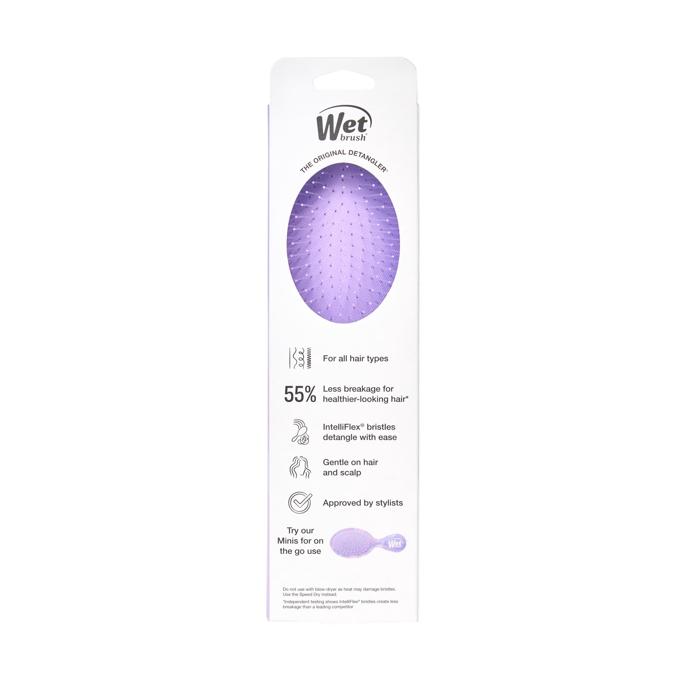 Wet Brush Original Detangler Hair Brush, For Wet or Dry Hair, Prismatic Glow Holographic Purple