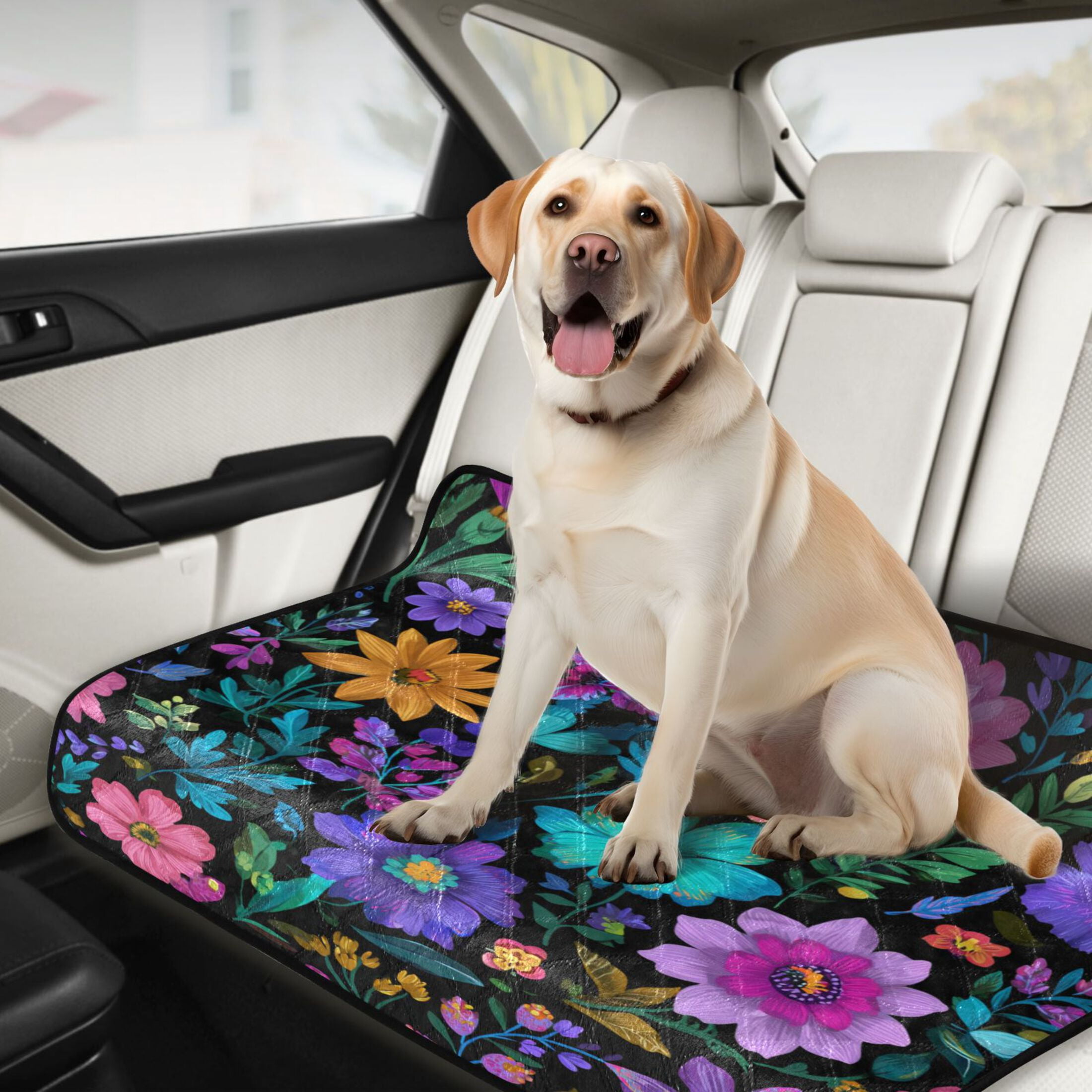 Washable Pet Pee Pads with Super Absorbent Reusable Training Pads for Dogs & Cats Colorful Flowers and Vines