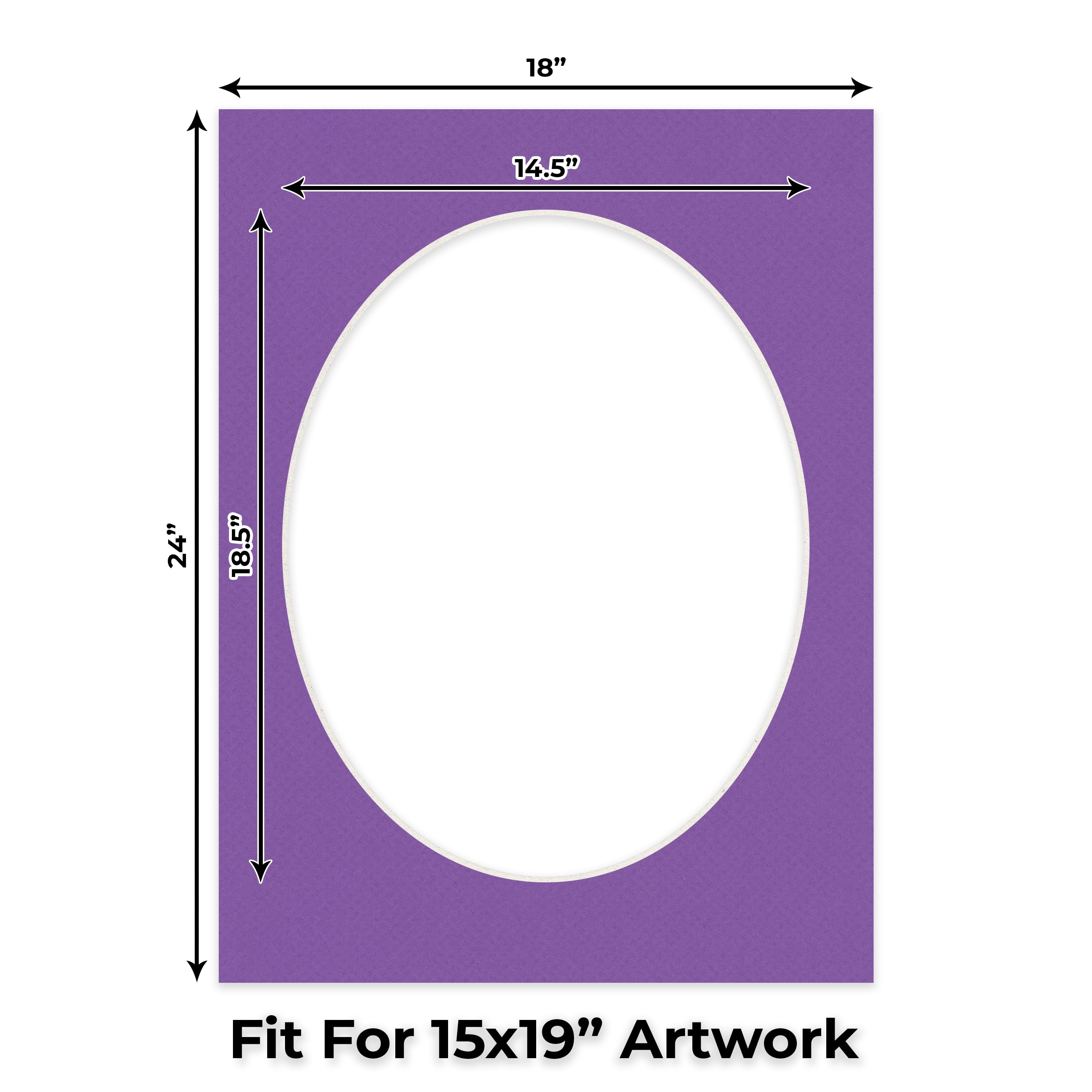 Purple Iris Picture Frame Mat for 18x24 Frames - Oval Opening for 15x19 Photos - 25 Mats