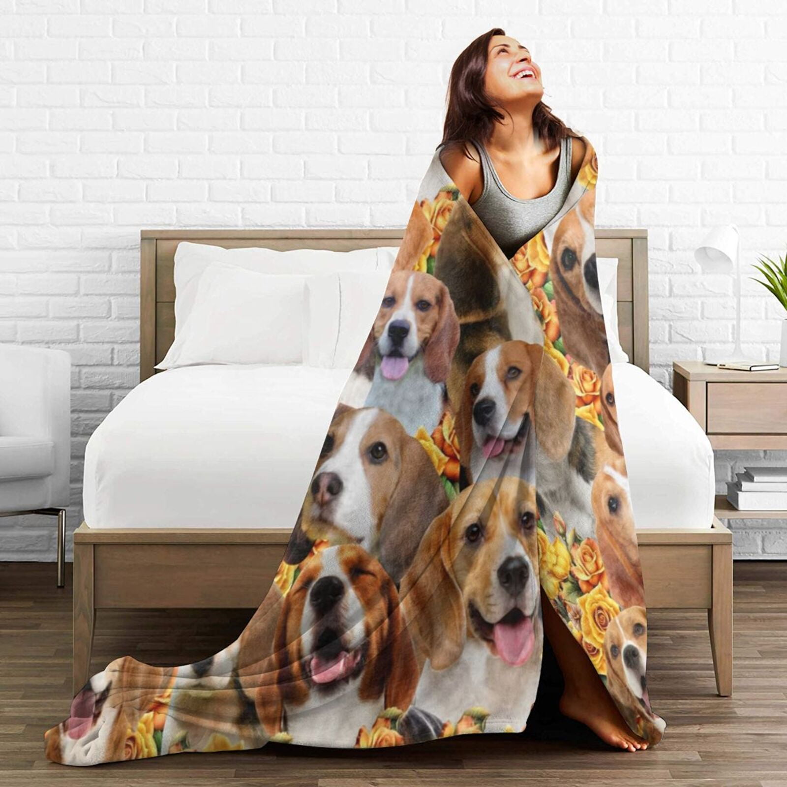 Wijzvio Beagle Dog Throw Blanket Soft Fuzzy Fleece Blanket For Couch Bed Living Room Decoration 50"X40"