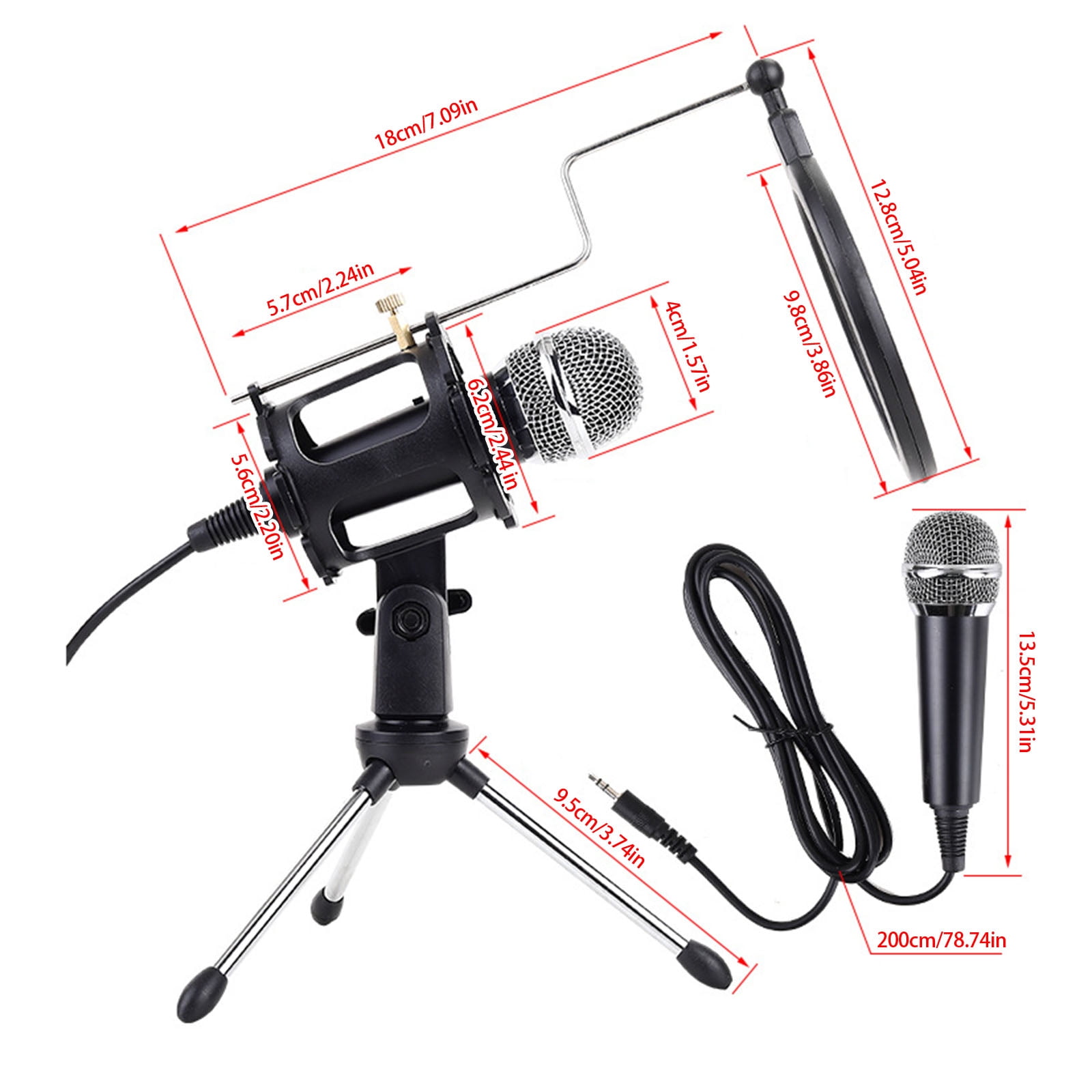 lanema Condenser Mic Kit with Adjustable Mic Stand for Live Broadcasting & Recording