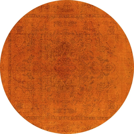 Ahgly Company Indoor Round Oriental Yellow Industrial Area Rugs, 6' Round