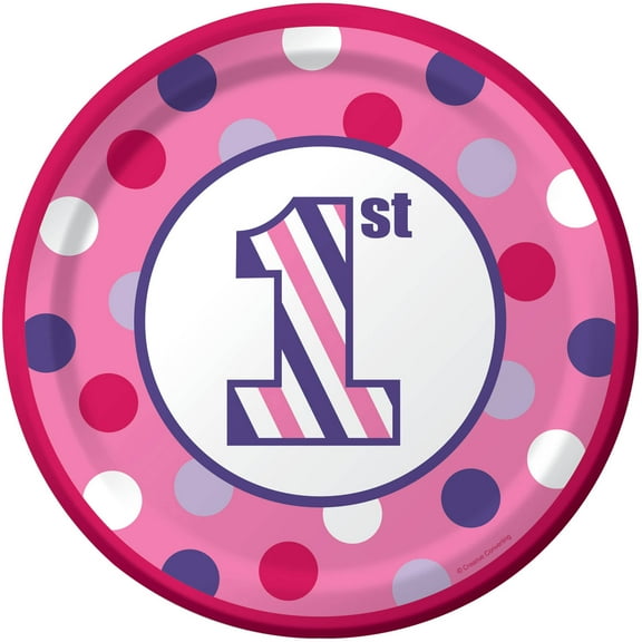 Sweet Stripes Girl Dessert Plates, 8pk