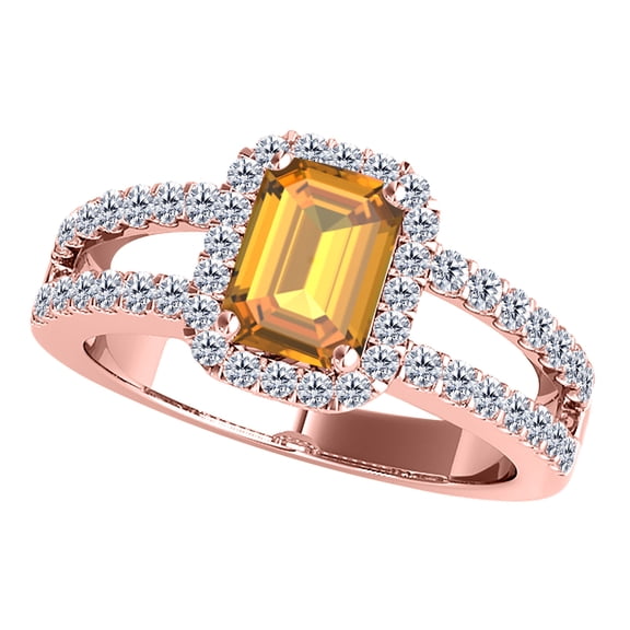 AoneJewelry 10K Rose Gold Gemstone and Diamond Ring 2.00 Cttw (I-J, I1-I2) Natural Citrine and White Diamonds By AoneJewelry