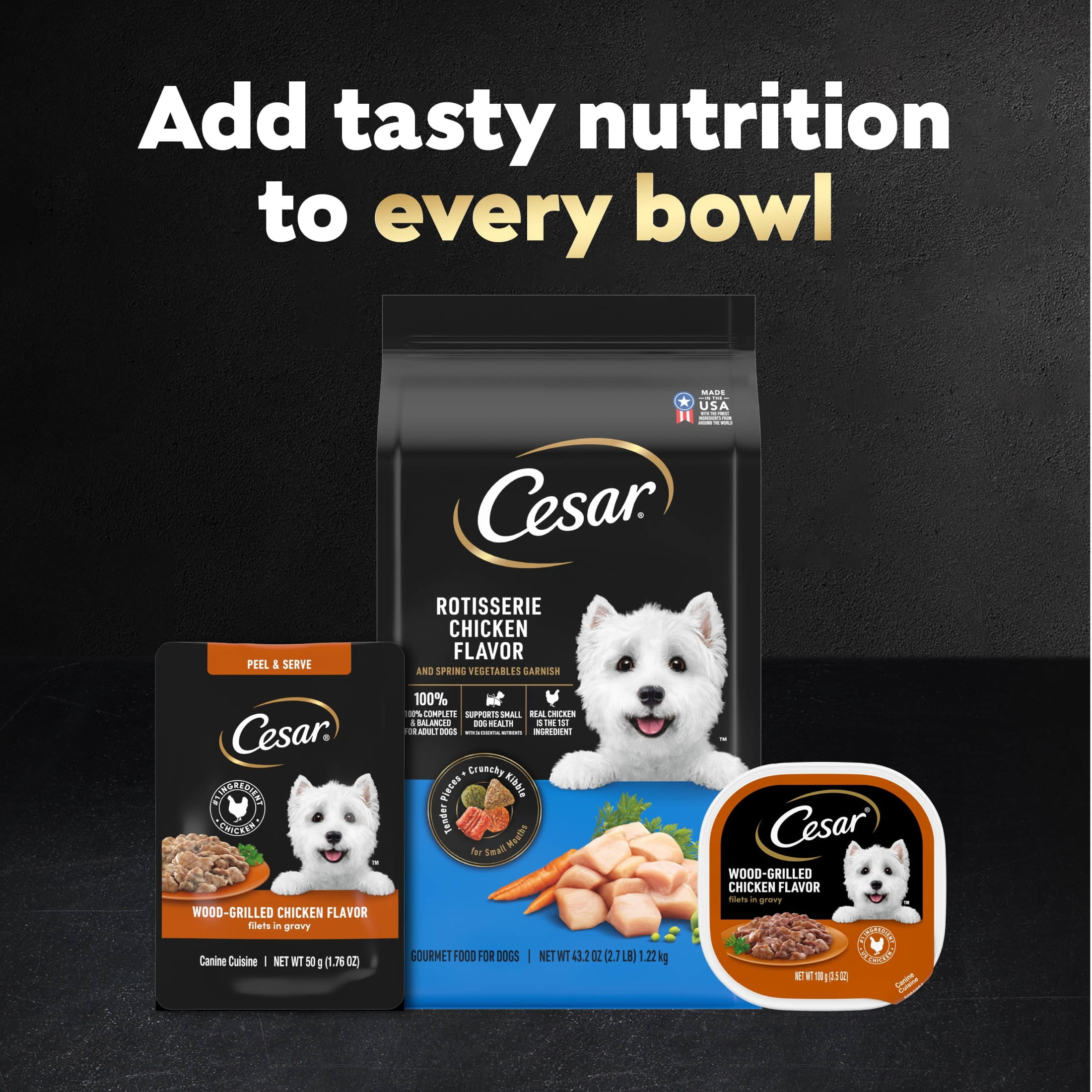 Cesar Filets in Gravy Wood-Grilled Chicken Flavor Wet Dog Food, 1.76-oz Mini-Pouches