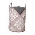 thumbnail image 1 of Damask Laundry Bag, Theme Royal Oriental Motifs in Monochrome Design with Floral Patterns, Hamper Basket with Handles Drawstring Closure for Laundromats, 13" x 19", Pale Salmon White, by Ambesonne, 1 of 4