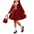 thumbnail image 3 of Busydd Girls Knit Long Sleeve Dress 1-8 Years Fashion Comfy Solid Color A Line Fall Dress Casual Cute Knee Length Girls Sweater Dresses 7-8 Years, 3 of 10