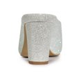 thumbnail image 2 of BLISSFUL STEP Valentine's Women's Shoes Pointed Toe Slip on Chunky Heels Glitter Slide Mules Shoes Silver 6, 2 of 7