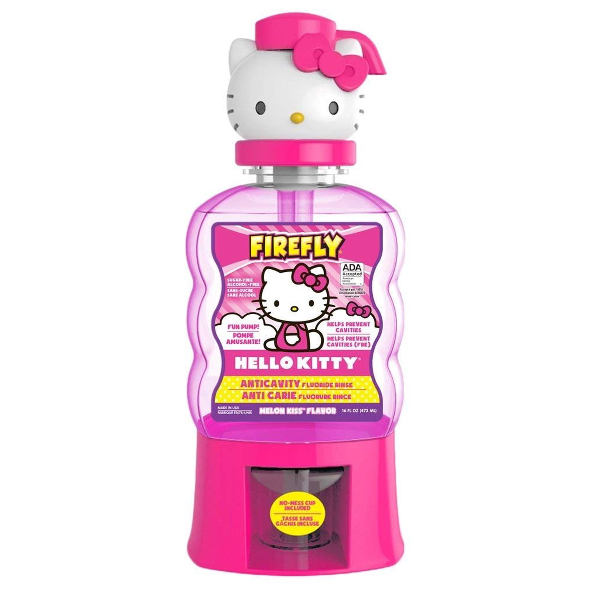 Firefly Hello Kitty Anticavity Fluoride Rinse Melon Kiss Flavor, 16.0 FL OZ