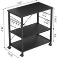 thumbnail image 4 of ZXNYH Baker's Rack Kitchen Cart, 3-Tier Utility Microwave Oven Rack on Wheels, Coffee Cart with Storage and 10 Hooks, Black, 4 of 7