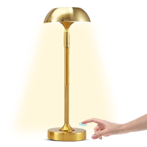 Nocturna Creativa Mesa Táctil Lámpara Dorada Inalámbrica LED Recargable Continuo Regulable para Restaurante Patio