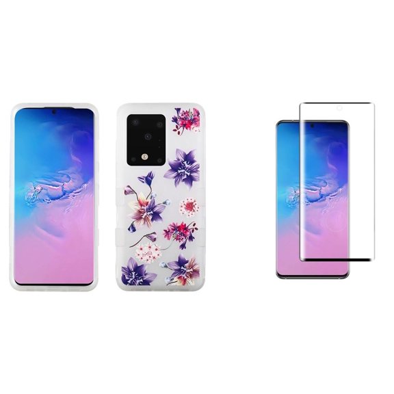 TUFF Samsung Galaxy S20  Plus Phone Case: Military Grade Certified (MIL-STD 810G-516.6) Semi-Transparent Protector Cover with Tempered Glass Screen Protector and Atom Wipe - Purple Stargazers