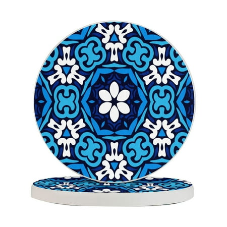 

Circular Drink Coasters Set Seamless Flower Pattern Beautiful Home Decor Diatomite Heat-Resistant Diatomite Protect Table Countertop