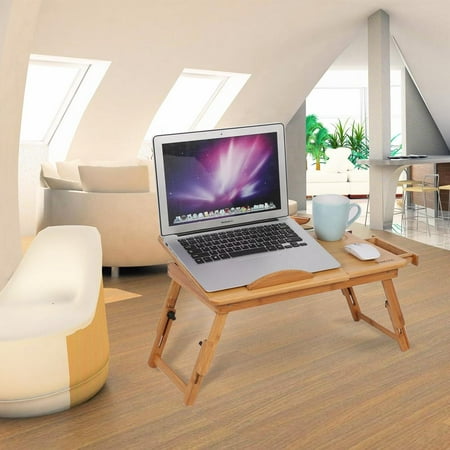 Ejoyous 1pc Adjustable Bamboo Rack Shelf Dormitory Bed Lap Desk