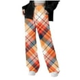 thumbnail image 2 of Cowsor Girls Casual Pants Plaid Stretch Comfy Lounge Pants Drawstring Waist with Pockets, 2 of 7