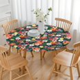 thumbnail image 3 of Pioneer Flower Floral Print Pattern Round Fitted Tablecloth with Elastic Edge,Dining Table Cover Waterproof,Outdoor Round Tablecloth for Camping,Dining,Indoor and Outdoor, 3 of 7