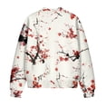 thumbnail image 5 of SCRAWLGOD Plum Blossom Print White Women's Full Zip Up Jacket Casual Long Sleeve Crewneck Sweatshirts Lightweight Comfortable Fall Coat Outerwear with Pockets, M, 5 of 7