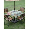 thumbnail image 3 of Outdoor Tablecloth with Umbrella Hole and Zipper, Easter Square Table Cloth 54x54 Inch Waterproof Tablecloth, Farmhouse Spring Rabbit Eggs Flowers Leaf Wood Picnic Table Cover for Patio Camping, 3 of 7