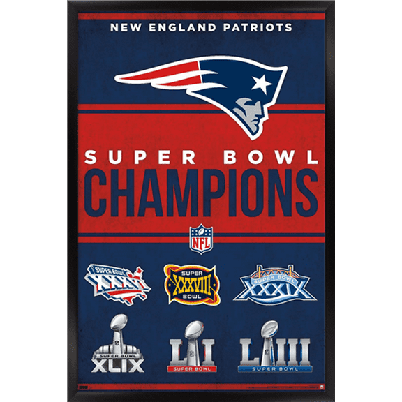 NFL New England Patriots - Champions 23 Wall Poster, 14.72" x 22.37" Framed