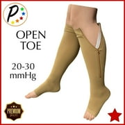 Presadee Premium Open Toe 20-30 mmHg Firm Compression With YKK Zipper Leg Swelling Socks