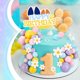 thumbnail image 3 of 63 adornos para tartas de perro azul con bolas y flores para fiestas de cumpleaños, bodas y baby shower., 3 of 6
