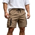 thumbnail image 2 of BRANROY Men's Cargo Shorts with Drawstring - Lightweight Elastic Waist Casual Hiking Shorts, Beach Shorts, and Running Shorts for Outdoor Gym Workout Summer,Brown,L, 2 of 9