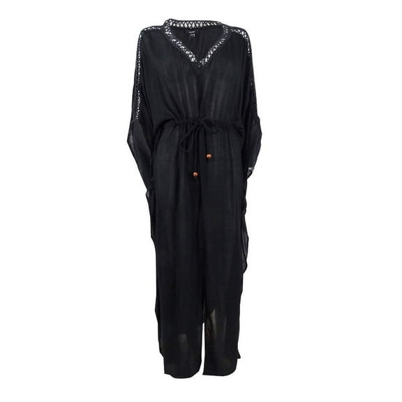 Raviya Women's Maxi Dress Swim Cover-Up Solid Black L New