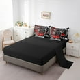 thumbnail image 3 of Erosebridal Red Racing Car Bed in a Bag Queen size, Checkered Flag Bed Set, Boys Extreme Sports Decor, Reversible, 3 of 5
